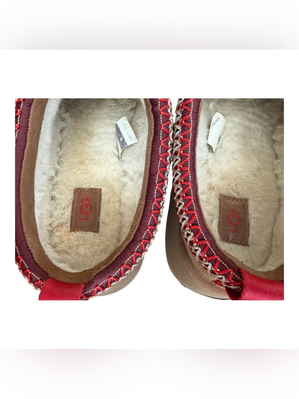 UGG Tazz II Chestnut Suede Slip-On platform Clogs with Red Trim. Women’s size 8 - Picture 8 of 12